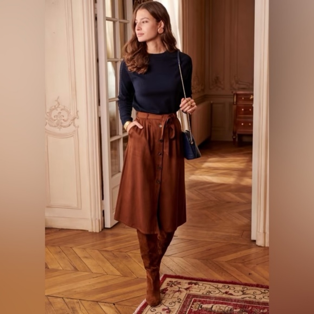 NWT Sezane Celina Skirt XS/34 in Mocha